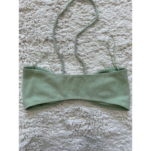 Beige Botany Green Bandeau Top With Ties Women's Size Medium - Picture 7 of 7